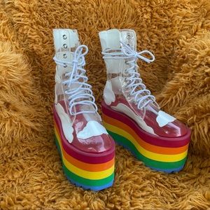 Rainbow platform boots size 5